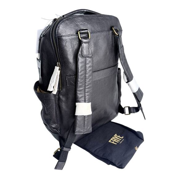 Frye Denver Backpack Black Leather Brass Hardware Dust Bag Men Women 17x12 New main image 12